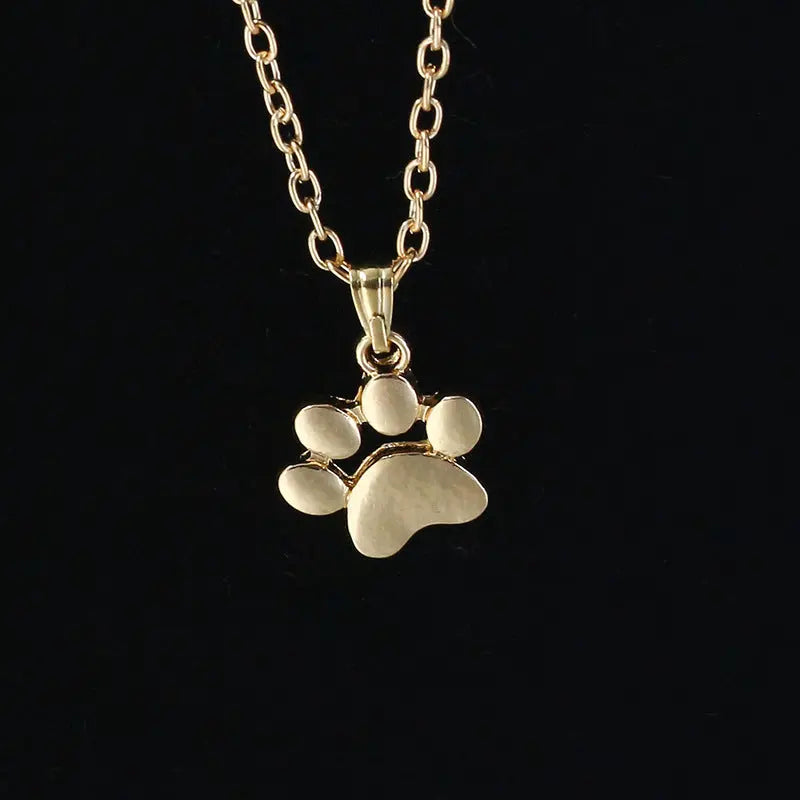 Gold Puppy Paw Necklace