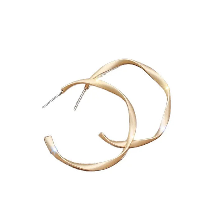 Gold Shine Twisted Round Hoop Earrings