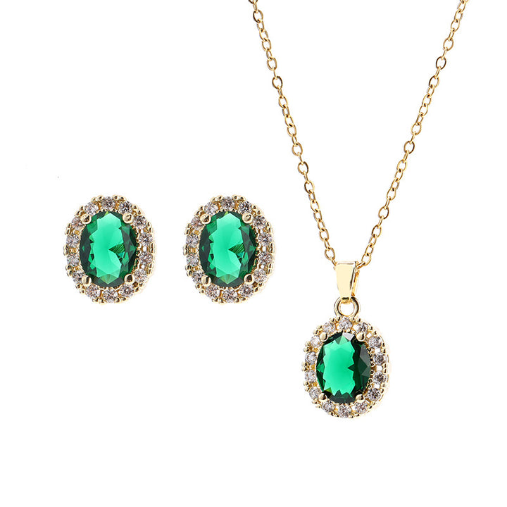 Grene Diamond Earrings and Necklace Set