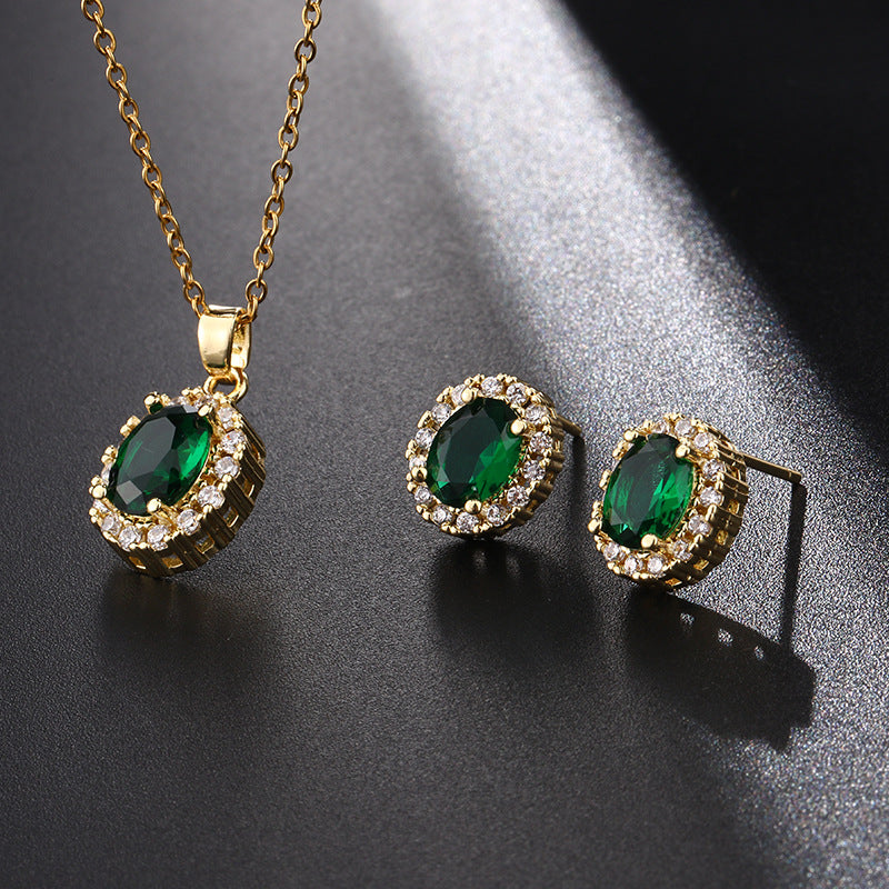 Grene Diamond Earrings and Necklace Set