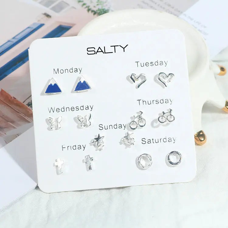 "Hills" Weekly 7 Stud Earrings Set