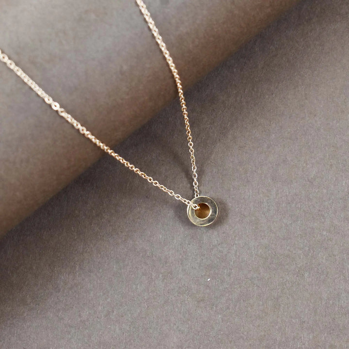Hourglass double disc gold circle Necklace