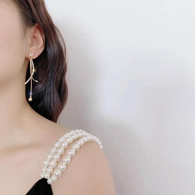 Hyperbolic Arc Geometric Crystal Drop Earrings