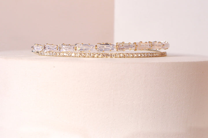crystal charm bracelet-Golden
