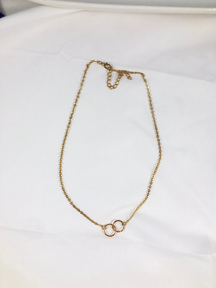 Infinity Double Circle Charm Necklace - Gold