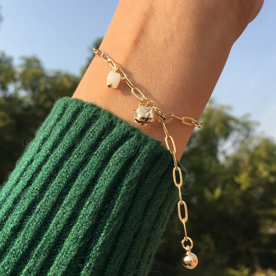Link Chain Cubic Bracelet - Gold