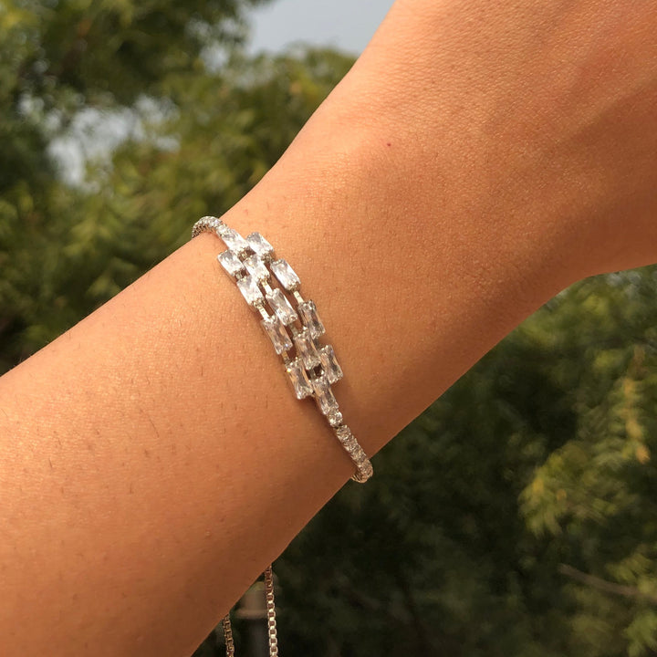 Diamond Filled Bracelet - Silver