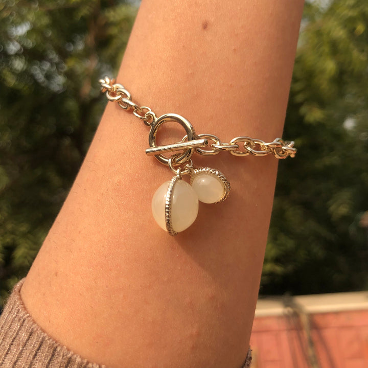 Moon Stone Toggle Clasp Bracelet