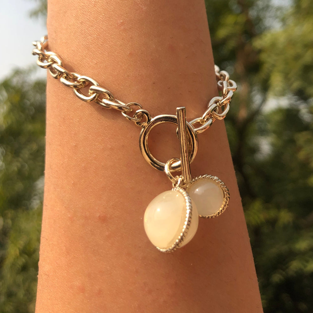 Moon Stone Toggle Clasp Bracelet