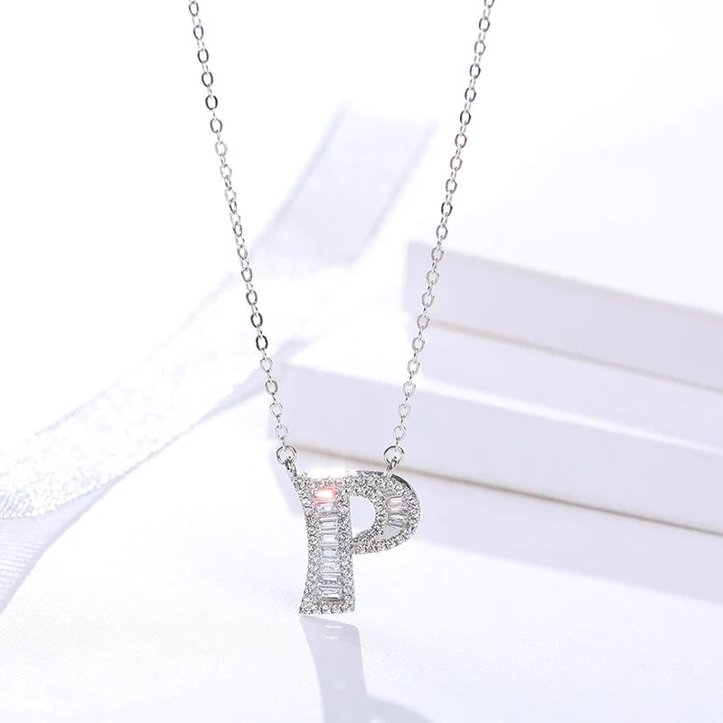 Initial Alphabet Letter Zirconia Necklace