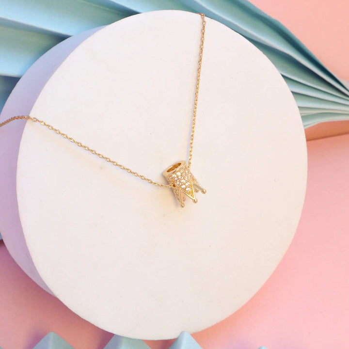 Inlaid Crown Necklace - Gold