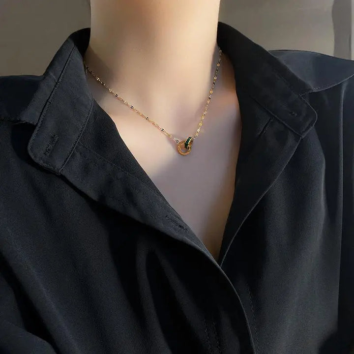 Interlooped Together Forever Necklace - Green