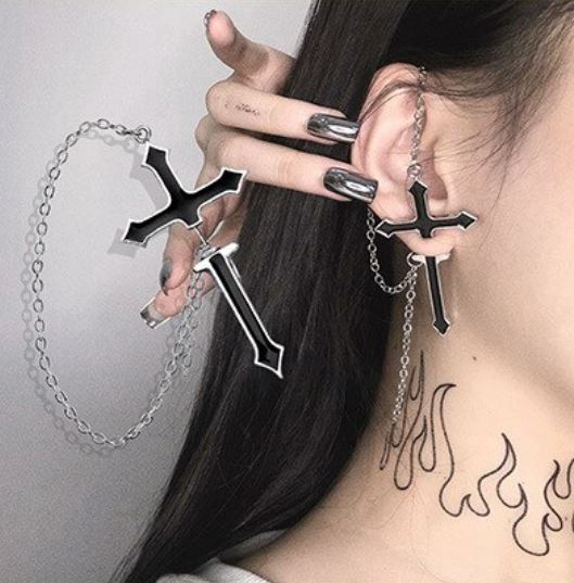 Kpop Front And Back Sword Earring - 1 Piece