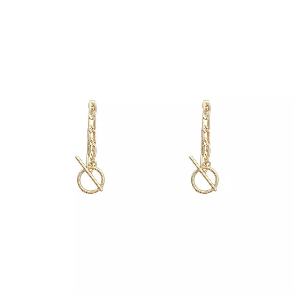 Kpop Metal Chain 2-in-1 Gold Earrings