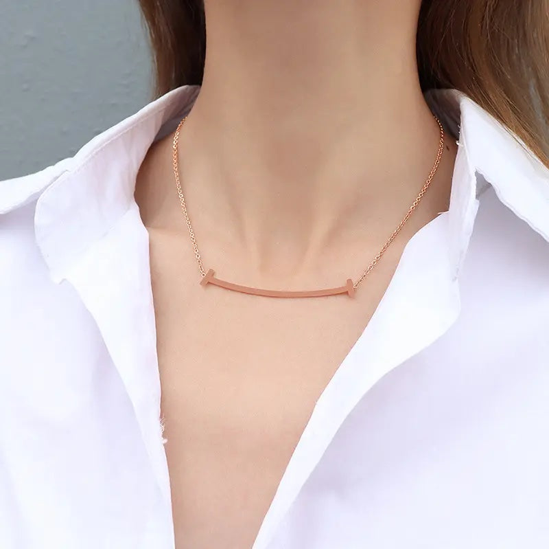 Large Smile Rose Gold Necklace