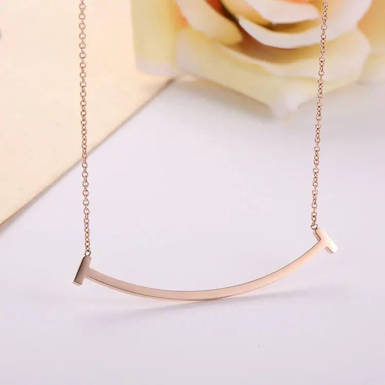 Large Smile Rose Gold Necklace