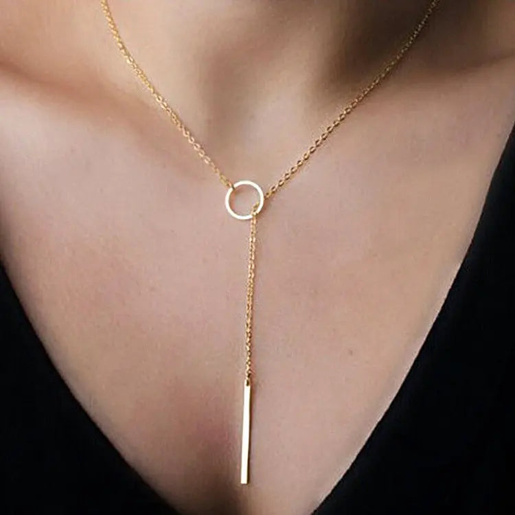 Lariat Gold Charm Necklace