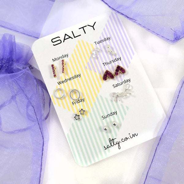 "Glam"  Weekly 7 Stud Earrings Set