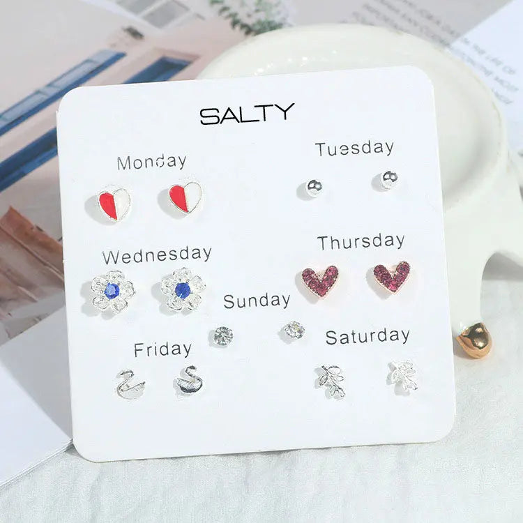 "Love" Weekly 7 Stud Earrings Set