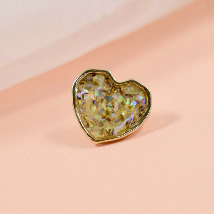 Marble confetti brown heart earrings