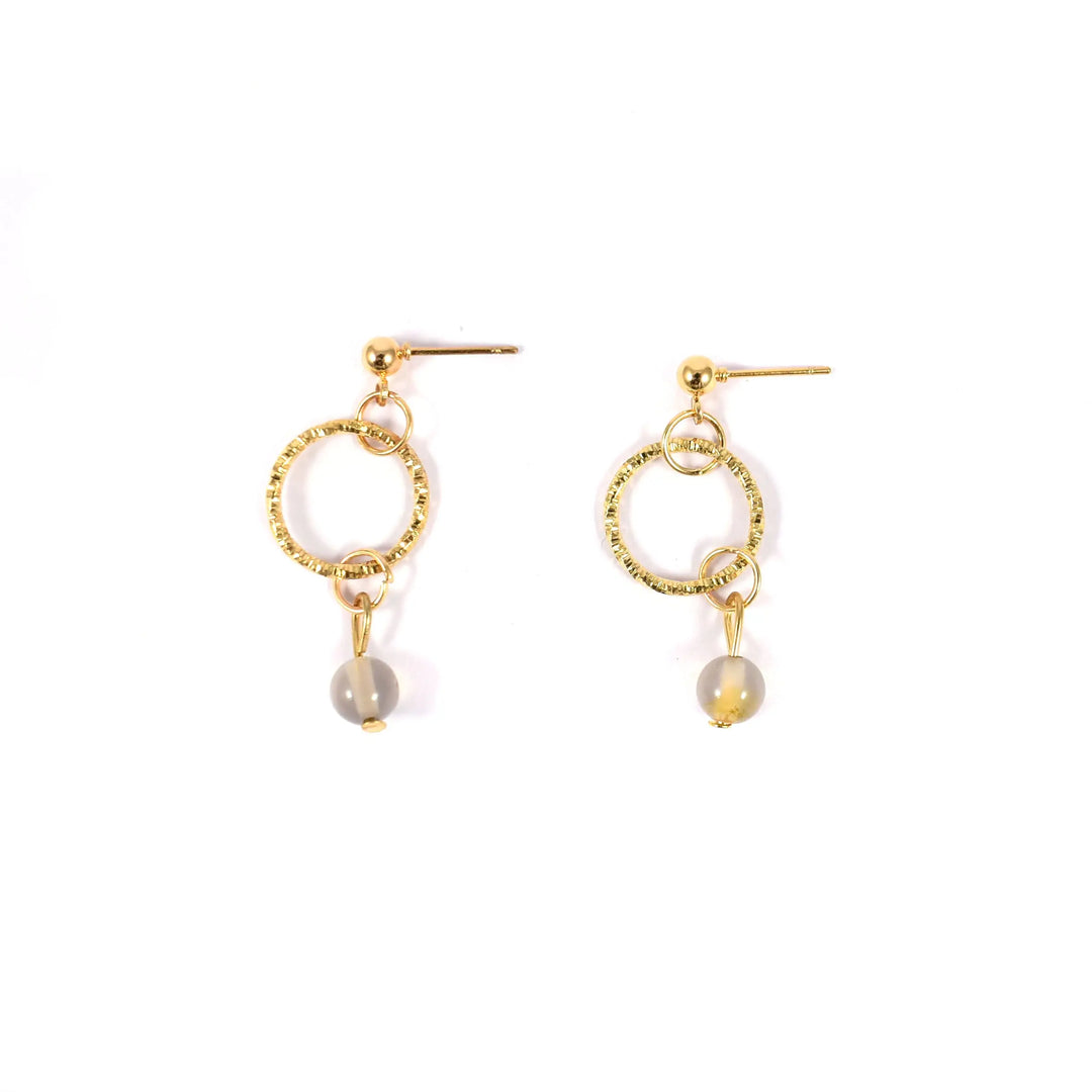 Margot Pearl Opal Crystal Round Drop Earrings