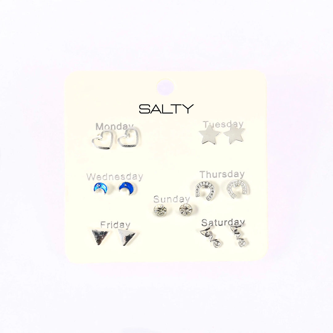 "Midnight" Weekly 7 Stud Earrings Set