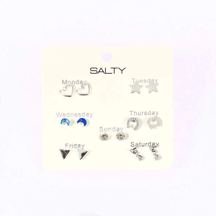 "Midnight" Weekly 7 Stud Earrings Set