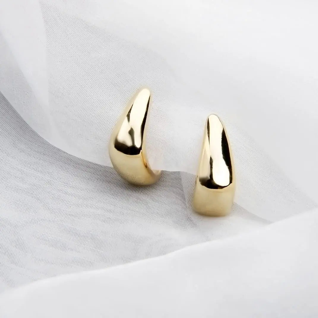 Minimalist Stainless Steel Waterdrop Square Hoop Earrings - Gold