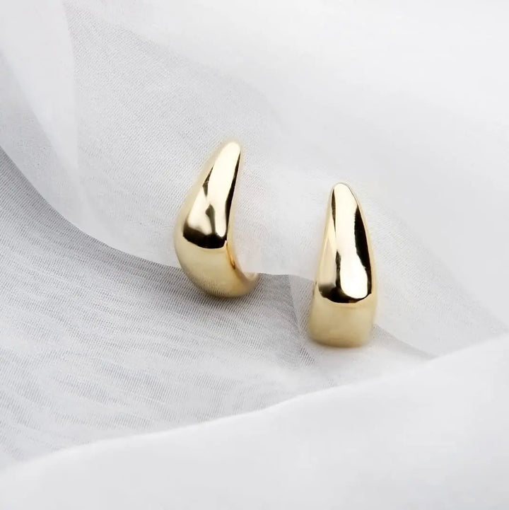 Minimalist Stainless Steel Waterdrop Square Hoop Earrings - Gold