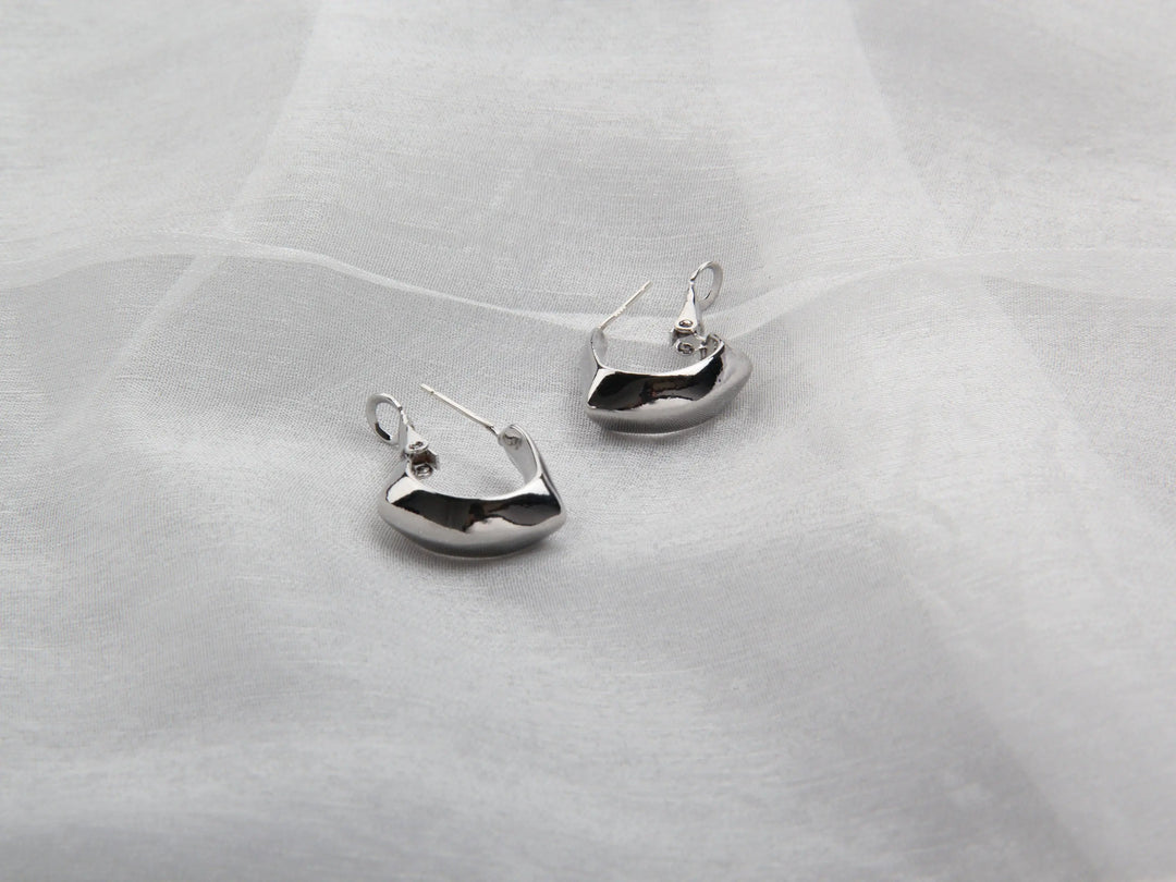 Minimalist Stainless Steel Waterdrop Square Hoop Earrings - Silver