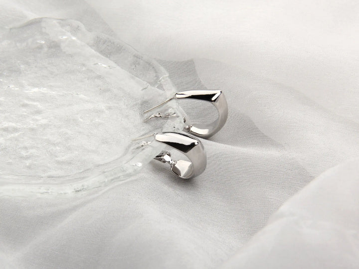 Minimalist Stainless Steel Waterdrop Square Hoop Earrings - Silver