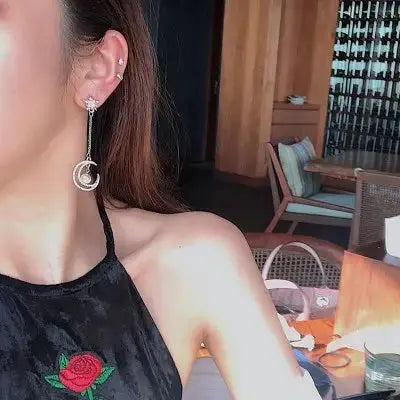 Mis Match Pearls Star And Moon Earrings