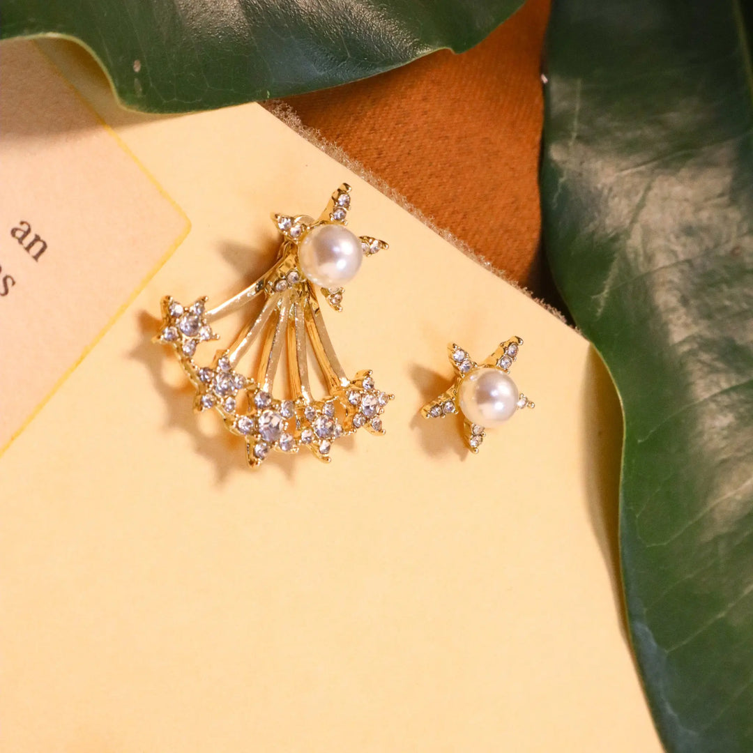 Mis match stars pearl earrings