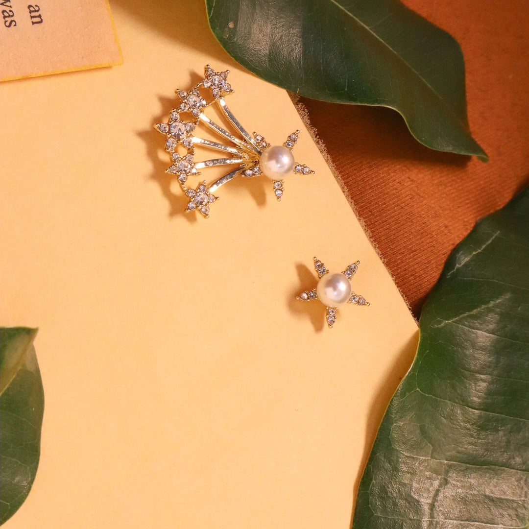 Mis match stars pearl earrings