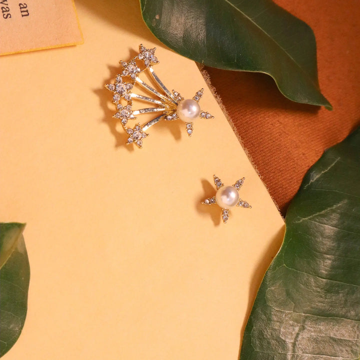 Mis match stars pearl earrings