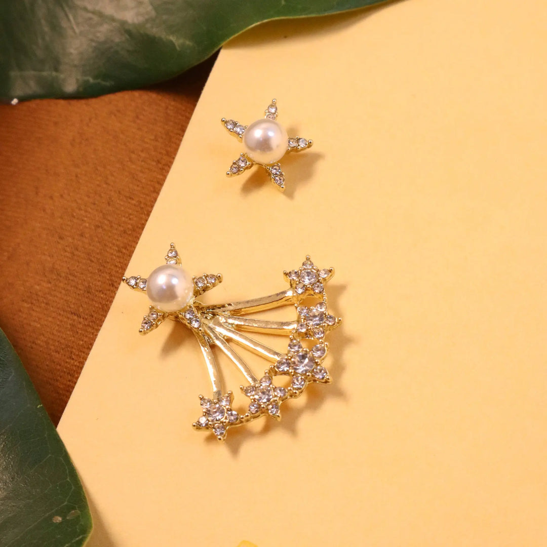 Mis match stars pearl earrings