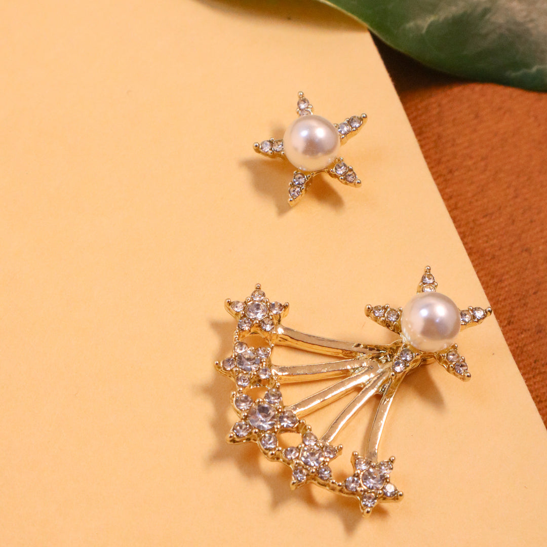 Mis match stars pearl earrings