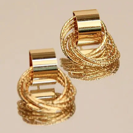 Multi Circle Ring Dangle Gold Stud Earrings