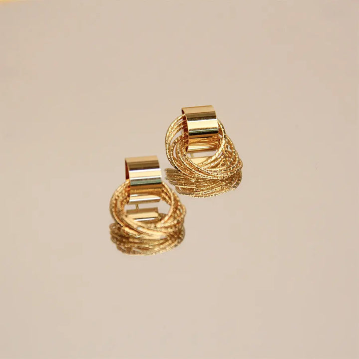 Multi Circle Ring Dangle Gold Stud Earrings