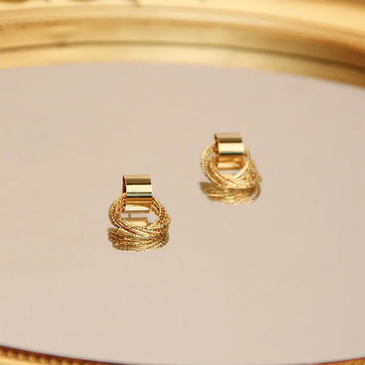 Multi Circle Ring Dangle Gold Stud Earrings