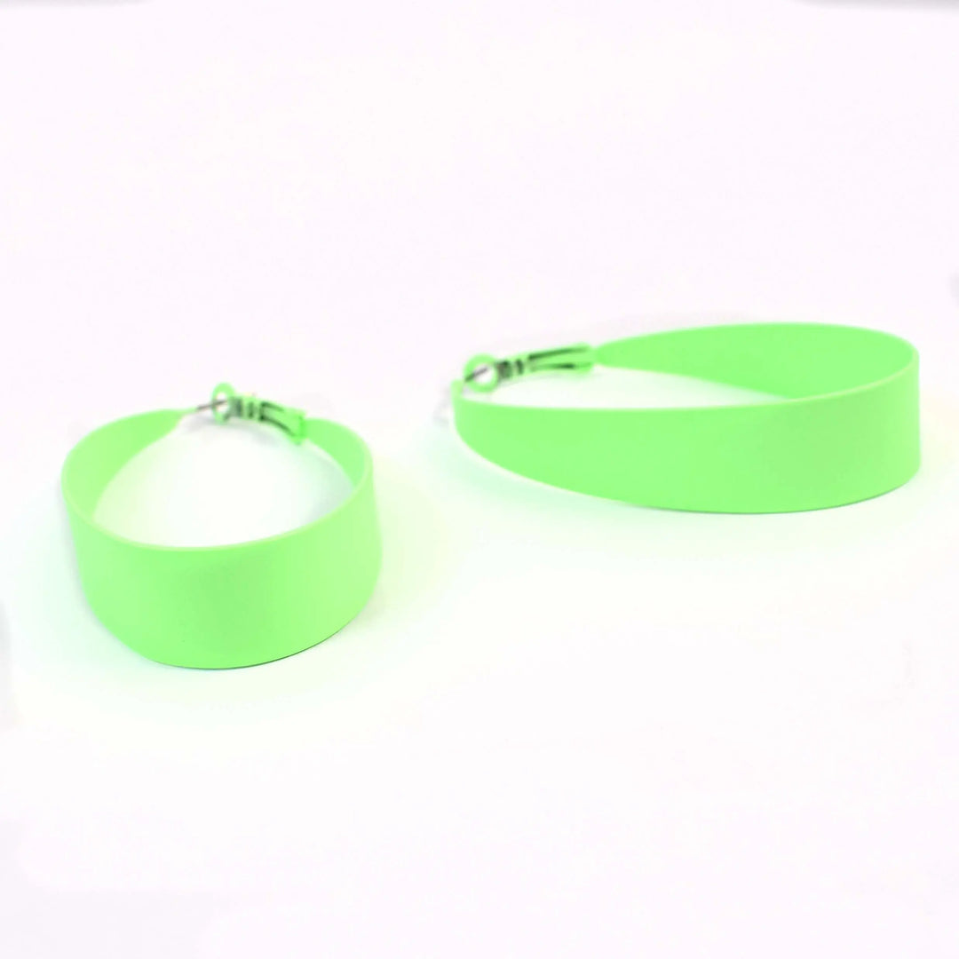 Neon Green Oval Exaggerated Big Hoop Earrings