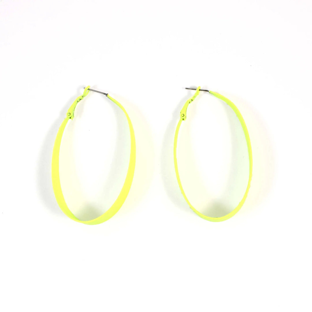 Neon Yellow Oval Exaggerated Big Hoop Earrings