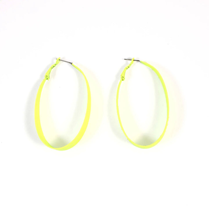 Neon Yellow Oval Exaggerated Big Hoop Earrings