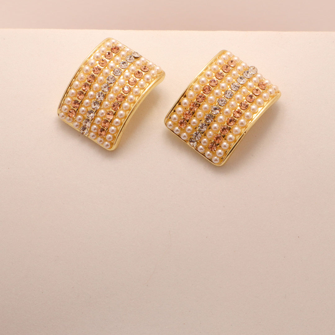 Pearl Studs Curved Nightout Earrings