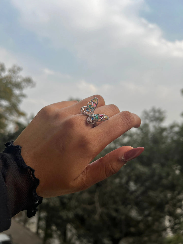 Pretty Silver Butterwings ring