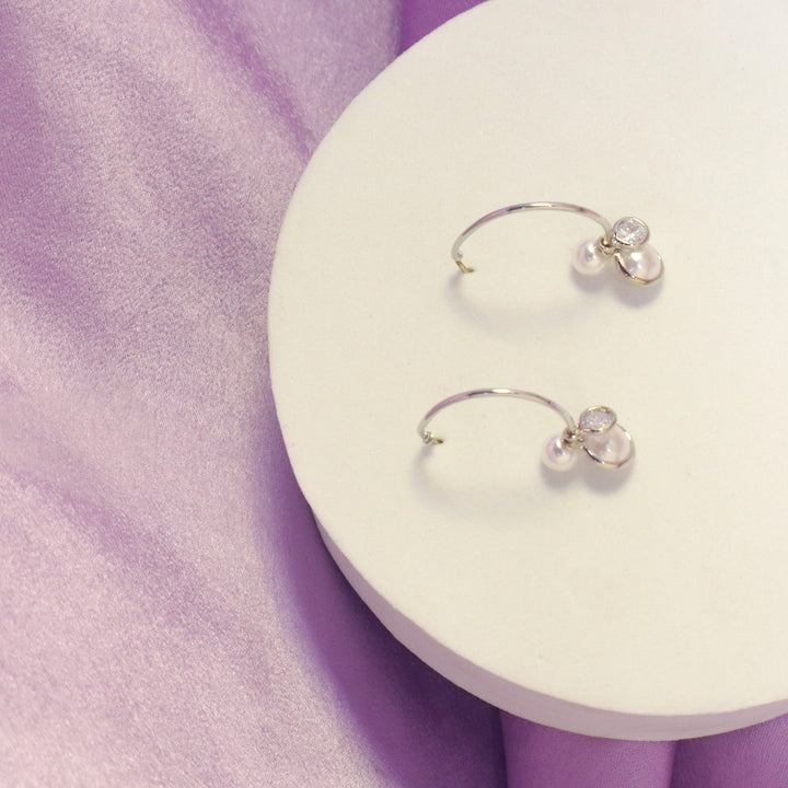 Pure Pearls Open Hoops