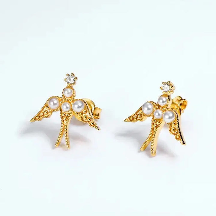 Raven Gold Pearl Earrings