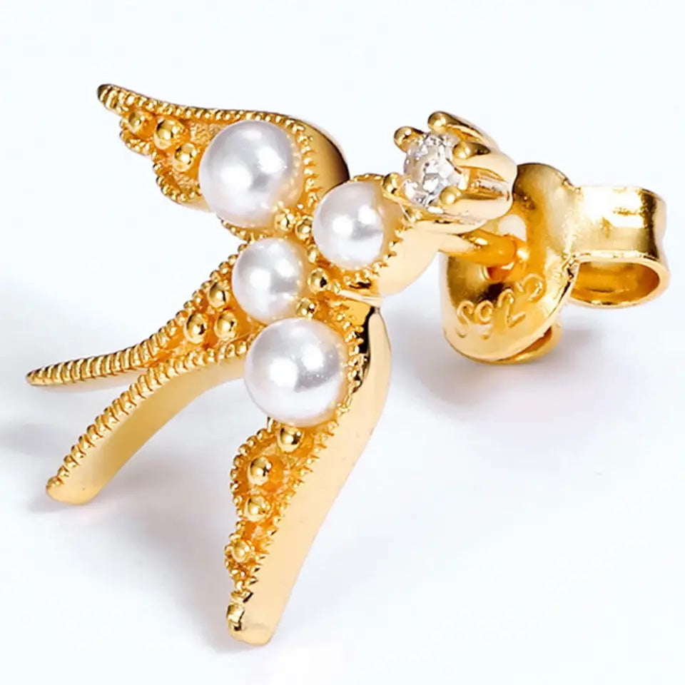 Raven Gold Pearl Earrings