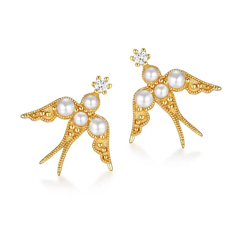 Raven Gold Pearl Earrings