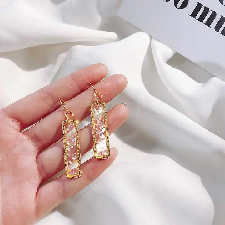 Resin Long Bar Acrylic Dainty Gold Bling Drop Earrings